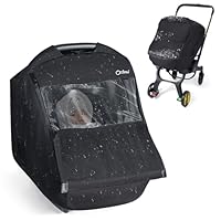 Orzbow Winter Regenschutz Babyschale, Universell Autositzbezug für Babys mit Transparente Reißverschluss Fronttür, Seitliche Maschenlöcher, Maschinenwaschbar, Schwarz
