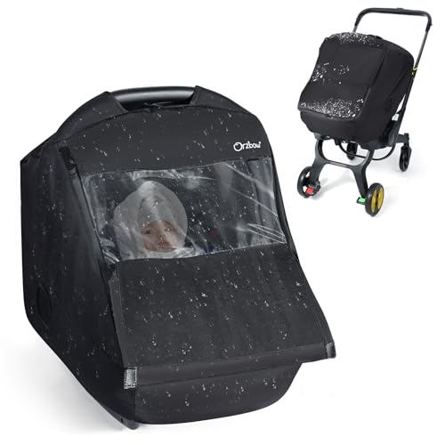 Orzbow Hiver Habillage Pluie Cosy Universel, Pluie Couverture Siege Auto Bebe Hivers avec Porte Fermeture Éclair Transparente a L'avant, Lavable en Machine,...