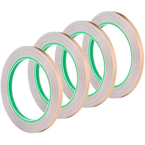 Favordrory 4 Pieces Copper Foil Tape (1/4 inch X 22 Yards Each) with Double-Sided Conductive Adhesive, Copper Foil Tape with Conductive Adhesive for Paper Circuits, Electrical Repairs, Grounding Cover