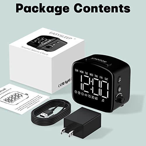 Easysleep Digital Wake Up Alarm Clock With Big Led Display And 27 Soothing Sounds Lound Sunrise Clock Dual And 3 Alarms And Memory Snooze Setting 4 Brightness For Deep Sleepers Adults Teenagers Kids #TOP6