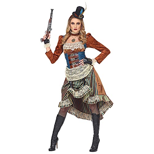 "STEAMPUNK" (dress with choker, fingerless gloves, mini top hat) - (L)