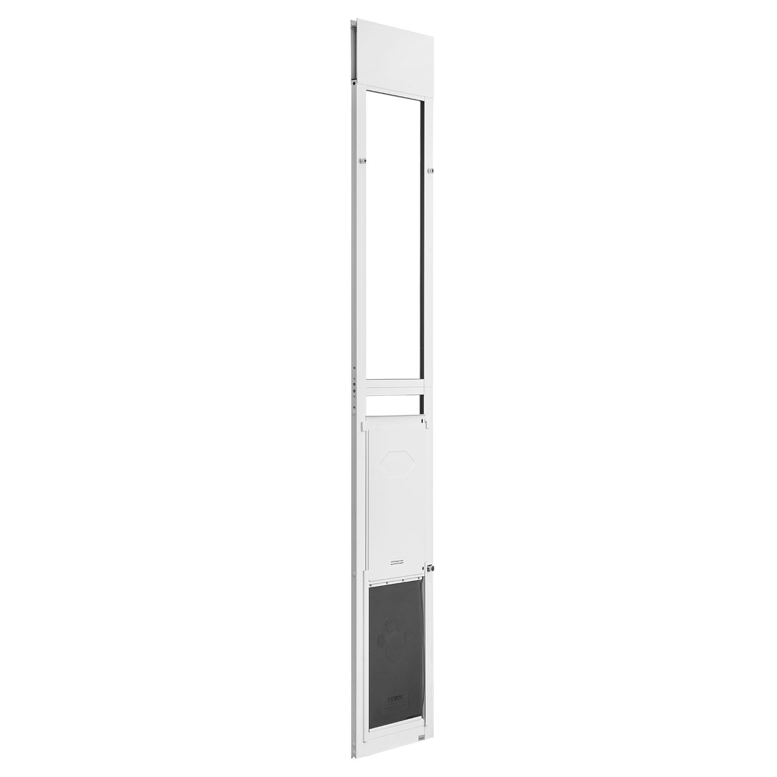 VEVOR Puerta Corrediza de Vidrio con Entrada para Perros, Altura Ajustable de 1927-2049 mm, Puerta para Mascota de 3 Capas 26 x 41,3 cm, Marco de Aleación de Aluminio, Compatible con Perros Grandes