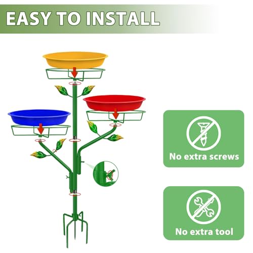 Banheira de pássaro de metal para exterior, banheiras de pássaros de 100 cm H para ambientes externo