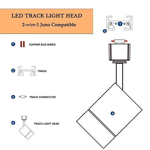 FLSNT 4-Pack LED Track Heads for 2-Wire-1 Compatible Juno Track,12W (75W Equiv.) Dimmable 24 Degree LED Cylinder Spotlight Light Heads,CRI90,800LM,3000K Soft White,Black - Thumbnail 4