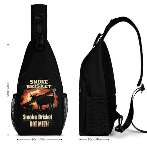 Smoke Brisket Not Meth Crossbody Sling Backpack Casual Chest Bag Fanny Pack for Women Men Travel Hiking2