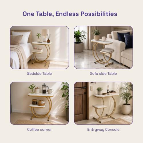 Image of Wakefit Curran Metal Side Table-Alaska White