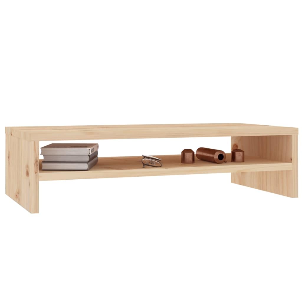 VidaXL Solid Wood Pine Monitor Stand Wooden Desktop Riser Display Shelf Desk Cabinet Laptop Screen Stand Dual Monitor Table Living Room Furniture