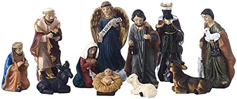 11 Pcs Nativity Figurines Set | Nativity Miniature Figurine Christmas Mini Resin Jesus Birth Decorations | Christmas Crib Figure Christmas Miniature Ornament for Family and Friends