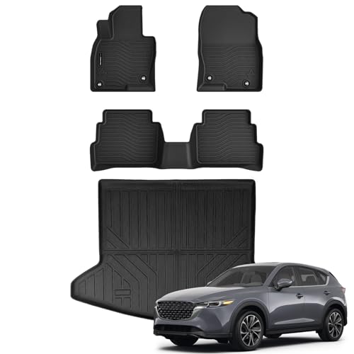 All Weather Floor Mats Cargo Mat Fit for Mazda CX-5 2025 2024 2023 2022 2021 2020 2019 2018 2017 TPE Rubber Liners CX5 Accessories All Season Guard Odorless Anti-Slip Floor & Trunk Liners
