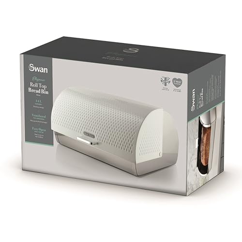 SWAN Elegance Bread Bin with Textured Gloss Finish, Roll Top Design and Ventilation for Longer Freshness, 14L, White - Cosy Home Interiors SWAN Elegance Bread Bin with Textured Gloss Finish, Roll Top Design and Ventilation for Longer Freshness, 14L, White - Image 11