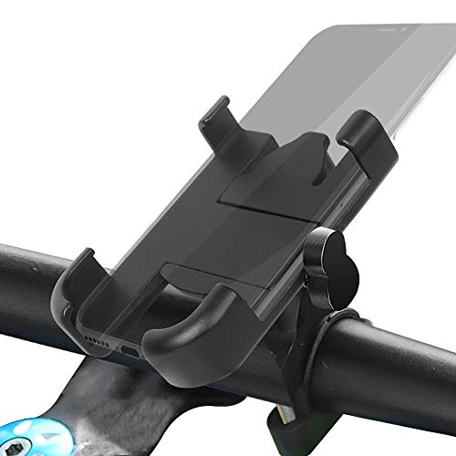 HIRALIY Mountain Bike Phone Mount Road Premium Aluminum Motorcyle Cell Phone Handlebar Holder Universal Adjustable Bicycle Smartphone Stand Holds Phones Up to 3.9" Wide (Black)