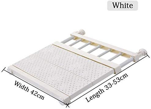 HyFanStr Adjustable Storage Rack Expandable Separator Shelf for Wardrobe, Cupboard, Bookcase Compartment Collecting (Length:13"-20.8", Width:16.5", White)