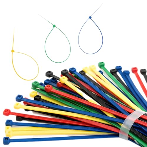 Image of ElectroSea Multicolor Nylon Cable Ties, 100 Pieces 2.5 x 100 mm (4 Inch), Self-Locking Plastic Zip Ties, Heavy Duty, Heat Resistant, For Home, Garden, Office Wire Management