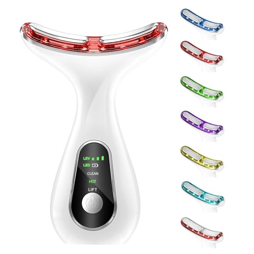 Image of Neck Face Lifting Device, 7 LED Facial Massager with 45±5°C EMS Microcurrent Massage 3 Modes 3 Intensity Levels, Anti-Wrinkle, Skin Tightening for Face Neck Eye Body Care Toning (Pearl White)
