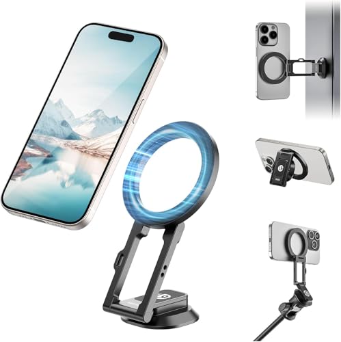 ULANZI MA50 Magnetic Phone Holder for Magsafe, Aluminium Adjustable Dual Magnetic Phone Tripod Stand with 1/4' Screw Hole for Selfie Sticks,Magic Arm,Compatible with iPhone 17/16/15/14/13/12 Series