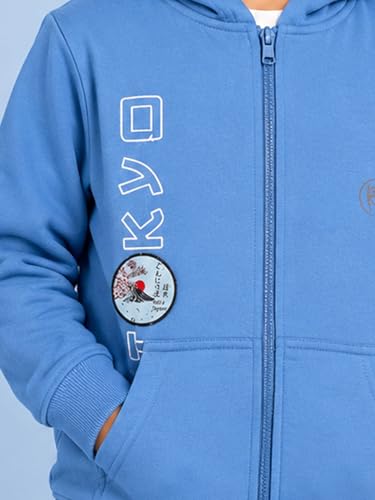 Image of Unisex Kids Solid Full Sleeve Zip Front Open Hooded Sweatshirt