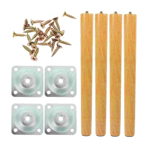 PawwJoy 4 patas de madera para muebles con tornillos de montaje, patas de mesa de madera para sofá, cama, tocador, otomano, 60 cm