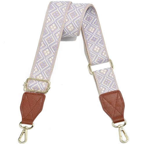 Image of Purse Strap,1.5 inch Leather End Shoulder Strap Adjustable Replacement,Retro Multi-Pattern Crossbody Bag Straps