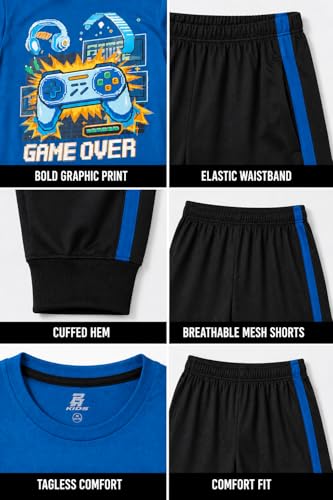 Image of Pro Athlete Boys Pants Set - 3 Piece Active Short Sleeve Graphic Tees Athletic Shorts and Jogger Sweatpants for Boys