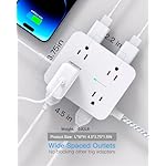 Surge Protector Power Strip - HANYCONY 8 Outlets 4 USB (2 USB C) Charging Ports, Multi Plug Outlet Extender, 5Ft Braided Extension Cord, Flat Plug Wall Mount Desk Charging Station for Home Office ETL - Image 4