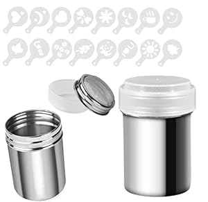 Ddshun 2er-Pack Edelstahl-Pulverstreuer mit Schablonen