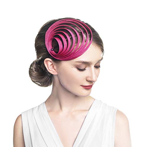 Women Fascinator Headband Wedding Party Derby Cocktail Hats Fuchsia #TOP2