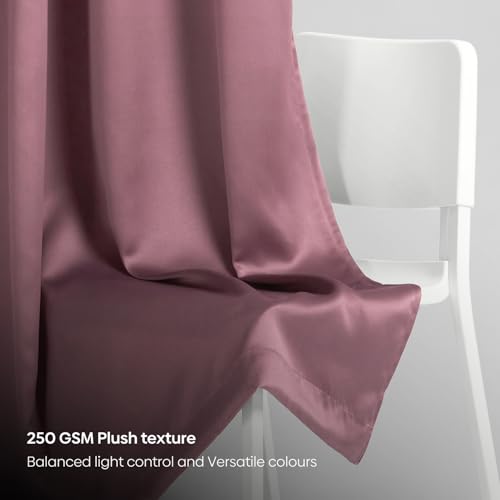 Image of Rivermoor 5 Feet Blackout Curtains Set of 1 | Solid Window Curtain for Living Room & Bedroom | Dusty Rose | 80% Room Darkening | 250 GSM | Acrylic Eyelet | 114 x 152 cm