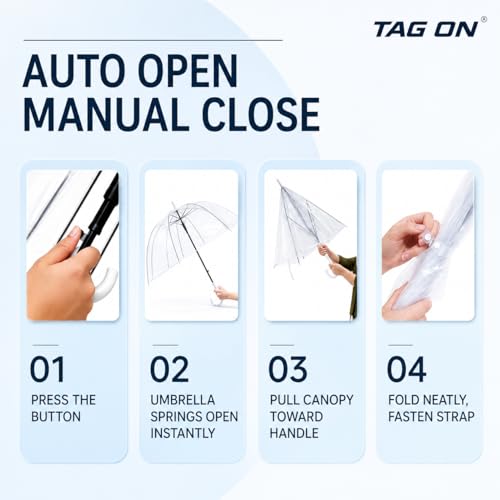 Image of Transparent Umbrella with J Handle | Wind Resistant Clear Rain Shield for Men & Women | Maximum Coverage Umbrella for Travel, Office, College & Daily Monsoon Use | Pack of 1