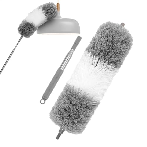 Plumero de microfibra - Limpiador de ventilador de techo con barra de extensión | Plumero flexible y flexible reutilizable para techos altos, muebles y ventiladores de techo, herramienta para quitar e