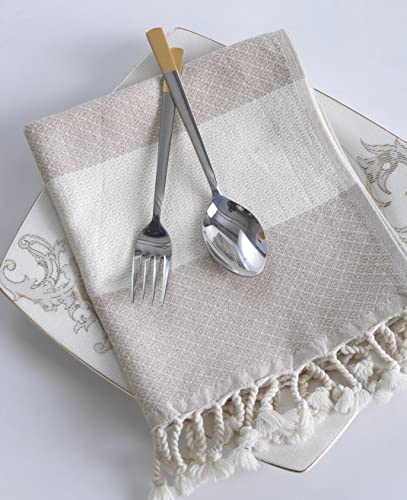 Die Caprie Turkish Hand Towels Set Of 2 | 100% Cotton, 16 X 39 Inches | Decorative Bathroom Towel For Hand, Face, Gym, Yoga, Dishcloth, Kitchen And Bath (2 Hand Towels, Cream) #TOP5