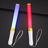 Bsgifts LED Light Sticks 2 Pack, 15 Colors Reusable Glow Sticks, Glow Party Supplies for Wedding, Birthday, Raves, Halloween, Christmas, New Year, with AAA Battery