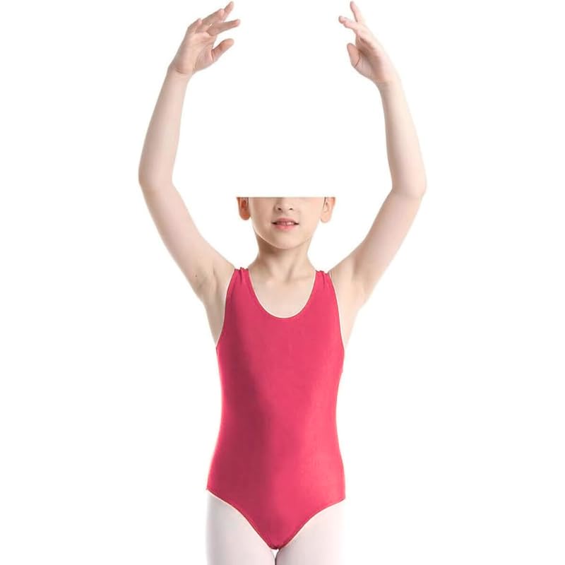 Prime fashions Leotardo sin mangas para niñas, para escuela, deportes, danza, ballet, gimnasia, rosa neón, 9-10 años