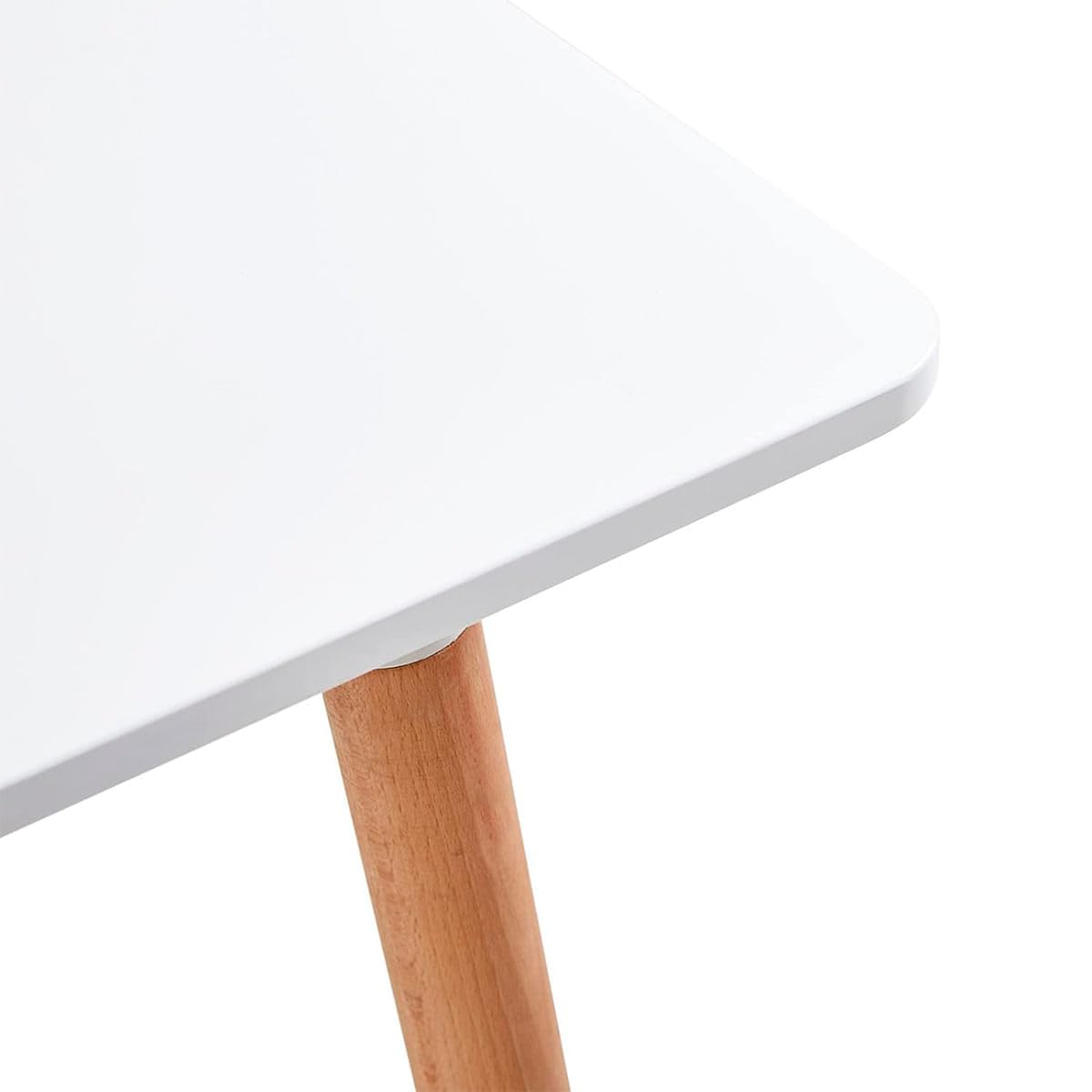 HOGAR24 ES Mesa de Cocina de diseño Moderno, Estilo Nordico, Acabado Color Blanco, Patas de Madera, Medidas: 100 cm (Ancho) x 75 cm (Alto) x 70 cm (Fondo).