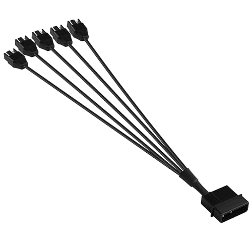 Molex to 4 Pin Fan Cable 12V Full Speed PC Fan Power Splitter, Dual 4-Pin Adapter for ATX PSU Case Cooling 30cm/11.8 (1 to 5)