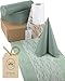 100%Mosel Tischdeko-Set – Eukalyptus Grün & Weiß (25–50 Gäste) Tischläufer aus Vlies & Spitze mit Airlaid Servietten – praktisches Komplettset für Anlässe wie Hochzeit, Taufe, Kommunion