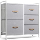 ROMOON Dresser for Bedroom, Storage and Organizers for Closet with 5 Drawers, Small Fabric Dresser and Chests of Drawers for Kids Bedroom, Nursery, Living Room, Hallway (Grey)