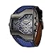 Oulm Men Military Sports Watch Dual Movt Quartz Wristwatch with Leather Band Decorative Sub-dials