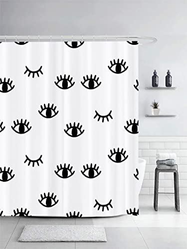 Sonernt Design Shower Curtain Pattern Winking Eyes Wink Waterproof Cloth Fabric Bathroom Decor Set with Hooks