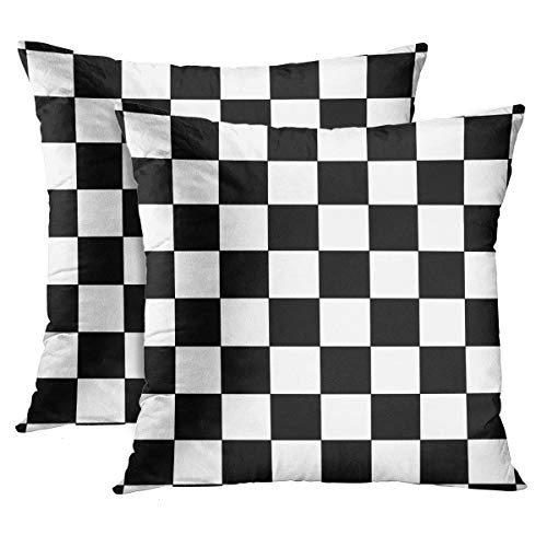 Emvency Set Of 2 Throw Pillow Cover Race Classic Checkered I Bleed Racing Check Black Decorative Pillow Case Home Decor Square 16 X 16 Inch Pillowcase #TOP15