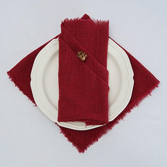 Servilletas de gasa negras y melocotón de 42 cm para banquetes y fiestas rústicas 6
