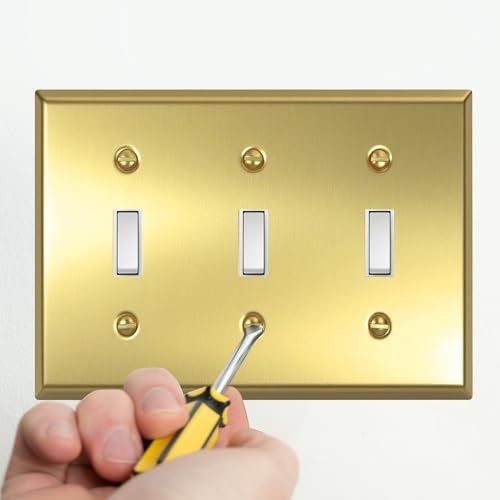 Toggle Light Switch Wall Plates, 3 Gang Light Switch Cover Plate, Decorative Outlet Covers Wall Plate, Standard Size 4.50" x 6.38", Metal Brass Llight Switch Cover Guard-1 Pack by Niukeke - Image 5