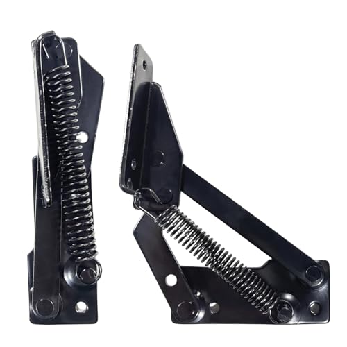 YIDELAI - Spring Hinge (1 Pair) 90 Degree Folding Lifting Bracket, Sofa Bed Hinge, Suitable for Cabinet Doors, Furniture Storage Boxes (black1)