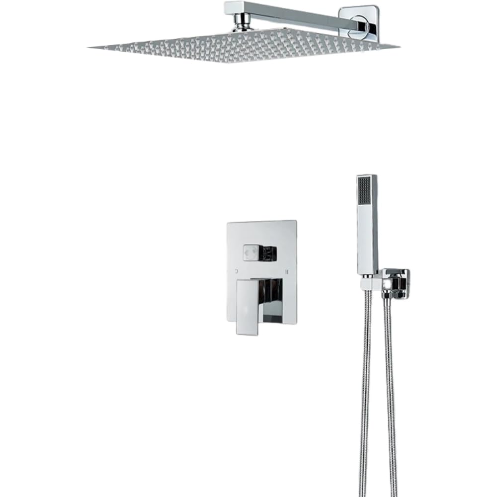 Mélangeur de douche encastré chrome anti-encombrement à effet cascade