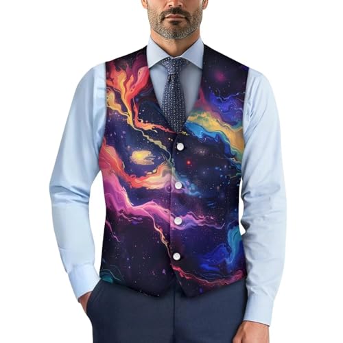 Men's V Neck Suit Vest Formal Dress Vest with Buttons Slim Fit Business Suit Vests - Main Image