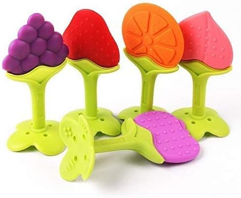 Baby Teething Toys,Fruit Shaped Silicone Baby Teethers,Infant Teethers Set,Teethers For Babies Bpa Free,Teething Toys For Babies 6-12 Months Pack Of 2 (Pack Of 2),Multicolor