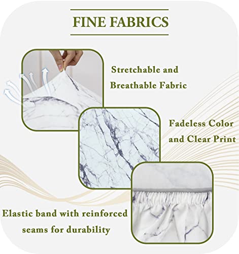 Comfy Gate 2023 Dining Room Chair Slipcovers, 4Pc Machine Washable Dining Table Chair Protector, Parson Chair Slipcovers, Spandex Kitchen Chair Covers For Dining Room Set Of 4, White Marble #TOP2