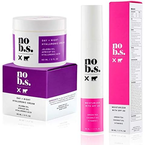 No B.S. (No Bad Stuff) Protect & Quench Duo, Daily Face Moisturizer w Spf 20 and Day & Night Hyaluronic Cream, Hyaluronic Acid, Vitamin E, Skincare Set, Skin Care for Women & Men, 1.7 FL Oz & 2 FL Oz Cover