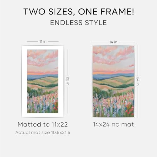 Image of Homeforia 14x24 Picture Frame Silver, High End Metal 14x24 Frames with Mat 11x22 for Photo, 14 x 24 Silver Poster Frame Matted to 11 x 22 Print, 24x14 Hanging Frame, Tempered Glass, Wall Kit, Set of 1