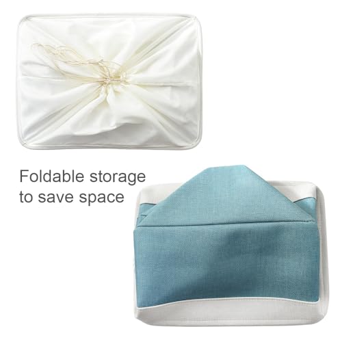 TheWarmHome Storage Bin for Shelves - Extra Jumbo 3 Pack 20.5L×15.7W×13.8H Storage Basket for Organizing, Fabrin Storage cubes with Drawstring Cover for Living Room Bedroom Decor Closet（White & Green - Thumbnail 7