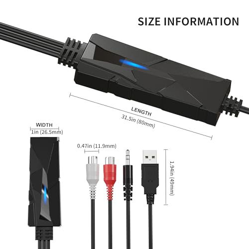Image of DigitalLife AuralynX USB Audio Capture Device | Convert Cassette Tapes to MP3, RCA & 3.5mm Input, Compatible with Windows,Mac & Linux,for Content Creator & Educator(1-Pack)